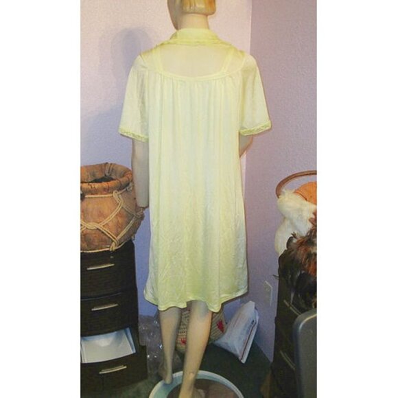 Vtg Nightgown & Robe Peignoir Set Size M Satin 2 Piece Lace Embroidered 60s - Picture 9 of 12